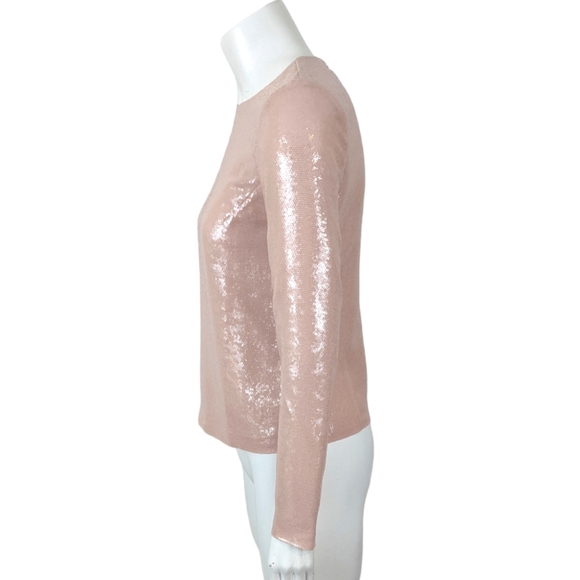 Diane Von Furstenberg Sequin Top Blouse Dirt Womens 4 Small Pink Long Sleeve - Picture 4 of 15